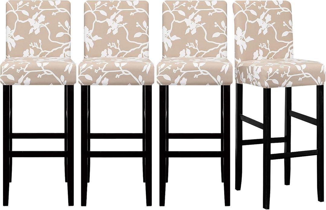 Jacquard Bar Chair Stool Cover4PCS Stretch Chair Slipcover Pattern for Short Swivel Dining Chair Counter Height Side Chairs Bar Stool Covers with Backs Barstool Covers Slipcovers Pub Chair Slipcover