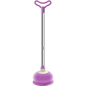 DOITOOL Toilet Plunger Toilet Bowl Cup Rubber Toilet Plunger with Long Handle Bathroom Toilet Bowl Plunger Cleaning Accessory - 5.9 x 5.9 x 22.8 inchPurple