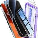 Pack of 2, Opxyl 9H+ Glass for iPhone 15 Pro Max Privacy Screen Protector [Reliable 25° Privacy Protection][Mil-Grade Shatterproof Tempered Glass] Full Coverage Screen Protector for 15 Pro Max, 2 Packs