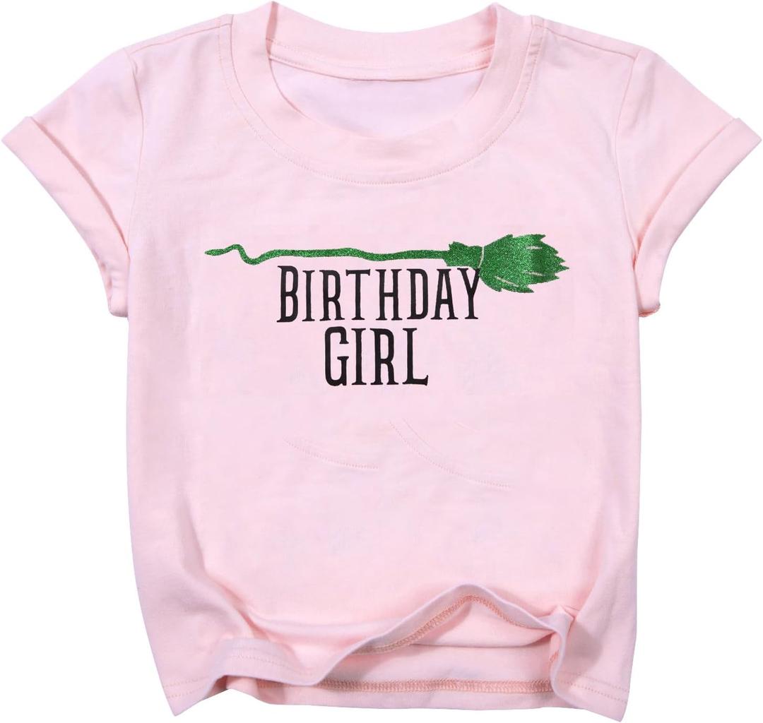 Birthday Girl Shirt Sparkly Musical Shirt Witch and Princess T Shirt Cute Graphic Short Sleeve Tops Party Tees Pink (Pink)