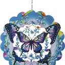 12" 3D Butterfly Wind Spinner, Spins Beautifully in The Wind | Stainless Steel Hanging Sculpture, Adds Charm to Outdoor Spaces | Creates a Serene Atmosphere