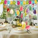 Chiisong 16 Pcs Easter Decorations Eggs Hanging Ornaments Paper Honeycomb Eggs Tree Decorations Magnetic Easter Ornaments for Hunt Basket Party Supplies Indoor Outdoor (Mix Color)