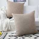Kevin Textile Decor Burlap Pillow Covers Natural Style Lined Linen Throw Pillow Cases Cushion Cover for Bed/Sofa, 26x26 inch(2 Pieces, Natural Linen)