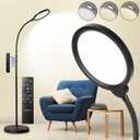 LED Floor Lamp, 12W/1000LM Reading Light, 3 Color Temperatures Bright Modern Tall Lamp, Adjustable Gooseneck Standing Lamp with Remote & Touch Control for Living Room, Bedroom, Office, Black