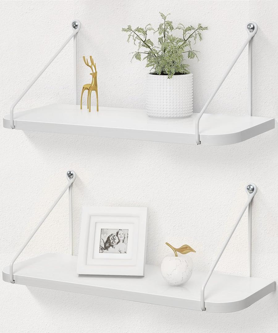 Afuly White Shelves for Wall, Floating Shelf Bathroom, Wall Mounted Shelves for Bedroom Living Room, Over Toilet Storage Display Organizer Modern Home Decor, 16 inch Set of 1