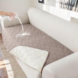 Genina 100% Waterproof Couch Cover for 4 Cushion for Dogs, Anti-Slip Sofa Covers Washable Couch Covers for Sectional L Shape Furniture Cover, 1 Piece (Taupe, Sofa X-Large)