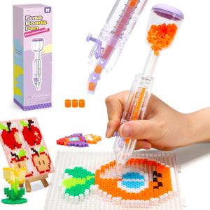 Caydo 5mm Fuse Bead Pen, Purple Fuse Beads Dispenser for Holiday Home DIY Decor, Parent-Child Interaction and Kid's Crafts Boosts Efficiency Saves Time High Capacity & Transparent Pen Body(Patented)