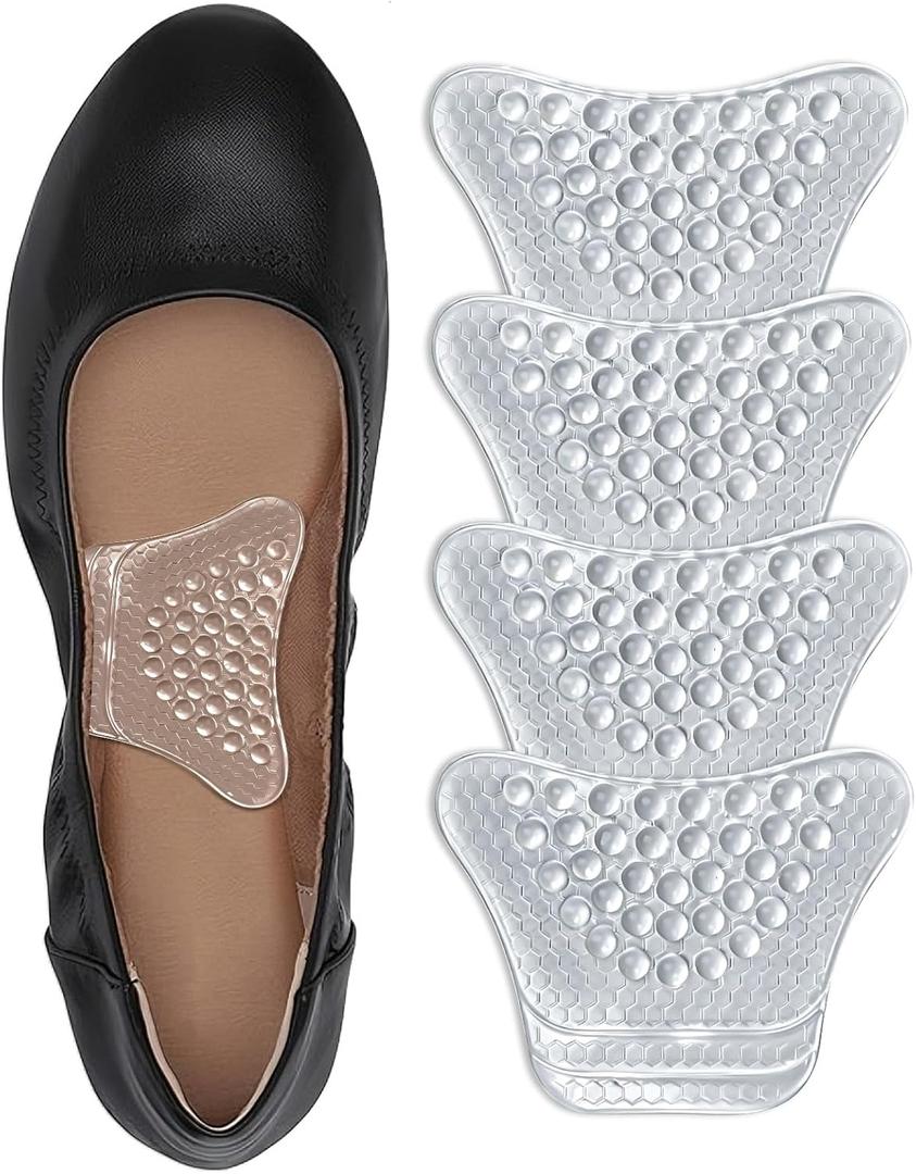 Arch Support Inserts Women, Customizable 3-Height System for Plantar Fasciitis, Non-Slip Invisible Bio-Gel, Butterfly Contour for Heels, Flats & Sandals (2 Pairs, Low Arch)