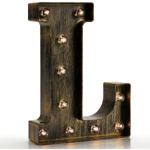 Pooqla Vintage Light Up Marquee Letters with Lights  Illuminated Industrial Style Lighted Alphabet Letter Signs - Coffee Bar Apartment Bedroom Wall Home Initials Decor A-Z