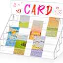 5 Tier Greeting Card Display Stand 12. 5 x 7 x 9. 5 Inch Clear Acrylic Sticker Organizer Rack for Vendors Counter Retail Stores Postcard