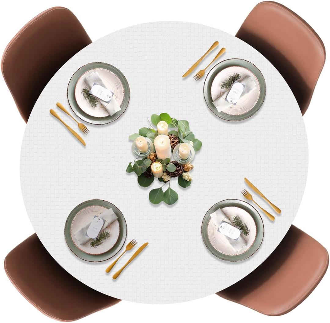 LAMINET - Deluxe Cushioned Heavy-Duty Elastic Edged Quilted Table Pad - Large Round - Fits Tables up to 45" - 56 Diameter - The Ultimate Protection for Your Table