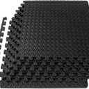 ProsourceFit Exercise Puzzle Mat -inch, EVA Interlocking Foam Floor Tiles for Home Gym, Workout Equipment, Kids Play Areas, Black, 24 SQ FT - 6 Tiles