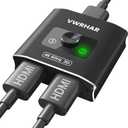 HDMI Switch Splitter 4K@60hz, Aluminum HDMI 2.0 Switcher 2 in 1 Out, HDMI Splitter 1 in 2 Out, Bi-Directional Switch Support 4K 3D HDR for Xbox PS5/4/3 Blu-Ray Player Fire Stick Roku HDTV (Black)