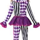 Spooktacular Creations Halloween Clown Costume for Girls, Jester Clown Costume for Kids, Halloween Role Play & Dress Up (Small(5-6 yrs))
