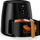6.0 QT Large Digital Air Fryer with Window for Kitchen Use,Nonstick Made without PFAS, Touchscreen Display,400F,Customized Temp/Time,NonStick Basket,Black