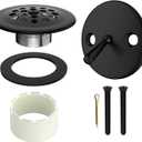 Trip Lever Tub Drain Kit, Bathtub Drains Stopper Replacement Set with Trip Lever Overflow Faceplate, Strainer, No Putty Gasket and Matching Screws (Matte Black)