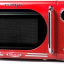 Nostalgia Retro Compact Countertop Microwave Oven - 0.7 Cu. Ft. - 700-Watts with LED Digital Display - Child Lock - Easy Clean Interior - Red