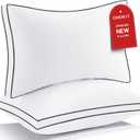 Premium Pillows Queen Size Set of 2, Fluffy and Supportive 7D Down Alternative Bed Pillows, Luxury Soft Hotel Quality Gusseted Pillow for Side Back Stomach Sleepers, Relief Neck Head and Shoulder Pain (White)