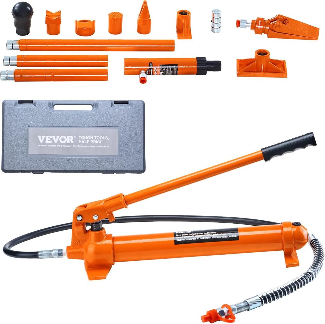 VEVOR Porta Power Kit, 10 Ton Load, Portable Hydraulic Jack with 4.6 ft Extended Oil Hose, Long Handle Design, Auto Body Frame Repair Kit with Portable Storage Case for Car Repair, Truck, Farm