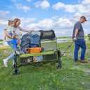 Timber Ridge 51.2'' Extended Collapsible Wagon Cart with Brakes and Cargo Net, Heavy Duty Foldable Utility Wagon with Adjustable Handle, 400L Capacity Portable Cart for Camping Sports Shopping
