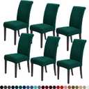Joccun Christmas Chair Covers for Dining Room Set of 6, Dining Chair Slipcovers Stretch Dining Room Chair Covers Seat Protector,Washable Parsons Chair Cover for Home,Hotel,Banquet(Hunter,6 Pack)