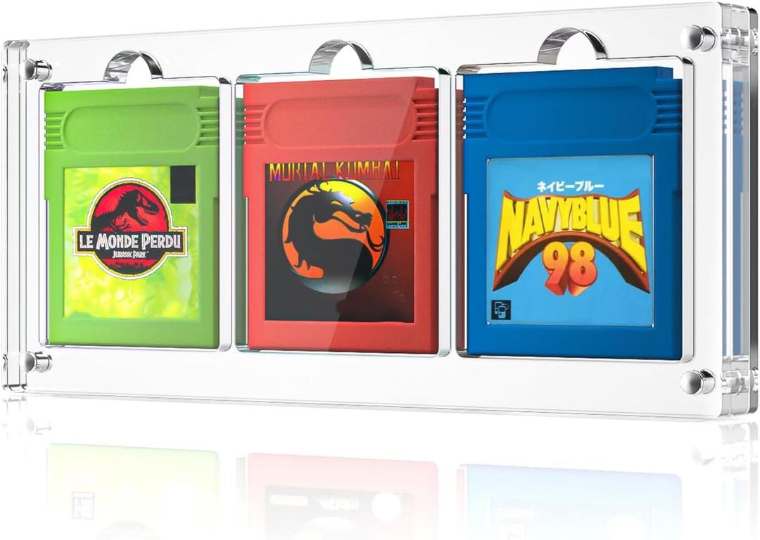 Video Game Cartridges Display Case,Compatible with Gameboy Advance Card Holder,Magnetic Acrylic Frame for Retro Game Gba Cartridge Collection (GB/GBC Game Display, 3 Slot (GB/GBC))
