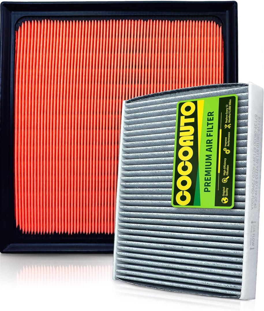 COCOAUTO Engine & Cabin Air Filter Kit for Lexus ES350 (2019-2025), RX350 2.4L (2023-2025), NX350 2.4L & NX250 (2022-2025), ES250 2021+, TX350 2024+, Replaces 1780125020, 17801F0050, 8713958010