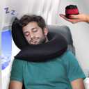 Inflatable Travel Pillows for Airplanes, Cars & Home. New J-Design. Neck & Chin Support. Firmness Adjustable. Inflatable Neck Pillow for Traveling on Plane. Blow Up Neck Pillows for Air Travel (Black With Red Band)