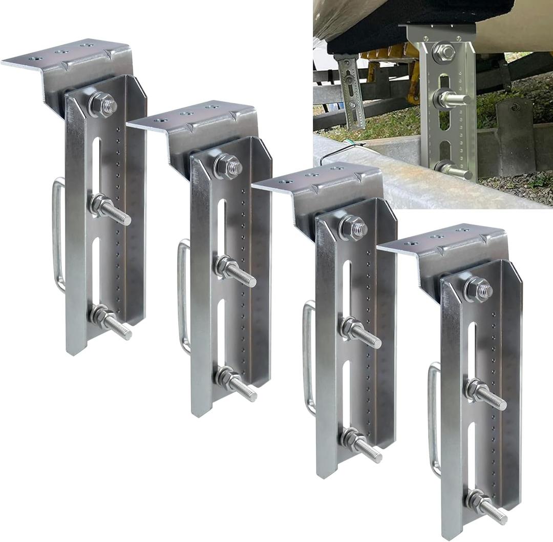 4 PCS 8" Boat Trailer Bunk Brackets Heavy Duty Galvanized Swivel Brackets Kit Fits 1.5"x3", 2"x3", 3"x3" Crossmembers - Marine Trailer Bunk Supports with Square U-Bolts