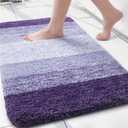 Arotive Microfiber Bathroom Rugs, Shaggy Soft and Absorbent Bath Rug, Non-Slip, Thick Plush Machine Washable Dry Bath Mats for Bathroom, Tub and Shower, 24x16, Dark Purple, Rectangular