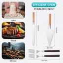 4 x LemonRoad 4 Pcs Wedding Cake Knife and Server Set Wood Cake Cutting Set for Wedding Vintage Pie Cutter Silver Dessert Utensils with Forks for Christmas Bride and Groom