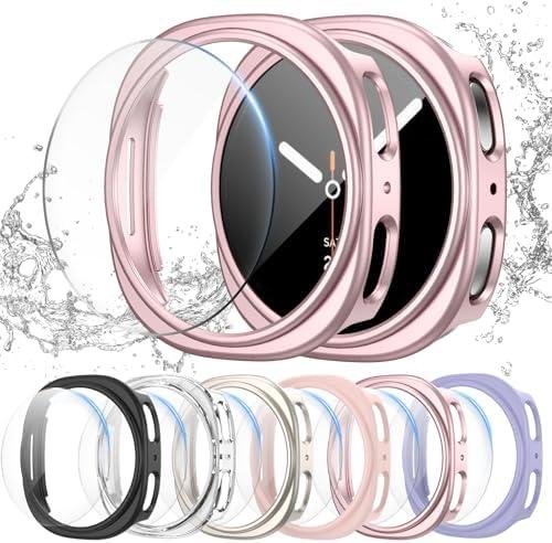 Landhoo [6+6Pack] for Samsung Galaxy Watch 8 40mm Screen Protector Case, Hard PC Bumper + HD Anti-Fog Tempered Glass Protective Film, Waterproof Face Cover Set for Galaxy Watch 8 40mm Accessories