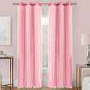 XiDi Baby Girls Curtains, Pink Window Drapes as Room Decor for Nursery 96 inches Wide 1 Panel
