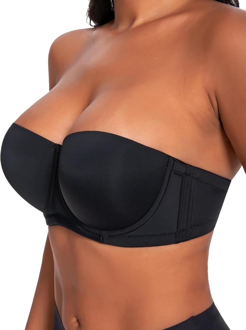 Strapless Bras for Women Large Breasts with Clear Straps, No Harm No Burn Cup 36D
