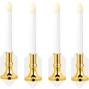 ECAILINAG Flickering Solar Candle Light, Fireless Dusk to Dawn Lighting Waterproof Solar, Window Wall Light, Romantic Night Light Wall with Suction Cup for Party Christmas Decoration - 4 Pack