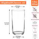 HOMQUEN 14oz Highball Glasses, 6pcs Drinking Glasses, PET Clear Plastic Water Glasses, Beer Glasses, Iced Coffee Glasses, Ideal for Cocktail, Whiskey, Soda, Tea, Water, Gift