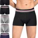Carer Incontinence Underwear for Men, Washable 80ML Reusable Cotton Waterproof Leak Proof Boxer Briefs with Front Absorbency for Light Bladder Leakage 5 Pack (2 Black/2 Gray/Blue, 3X-Large)