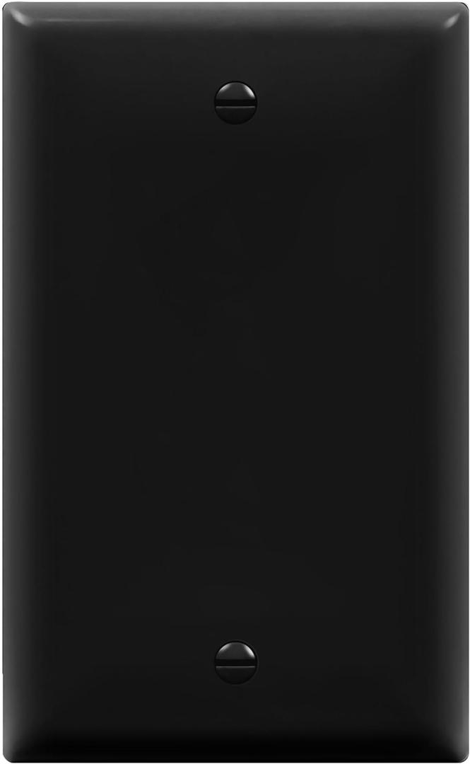 ENERLITES Blank Device Wall Plate, Gloss Finish, Standard Size 1-Gang 4.50" x 2.76", Polycarbonate Thermoplastic, 8801-BK, Black (Screw)