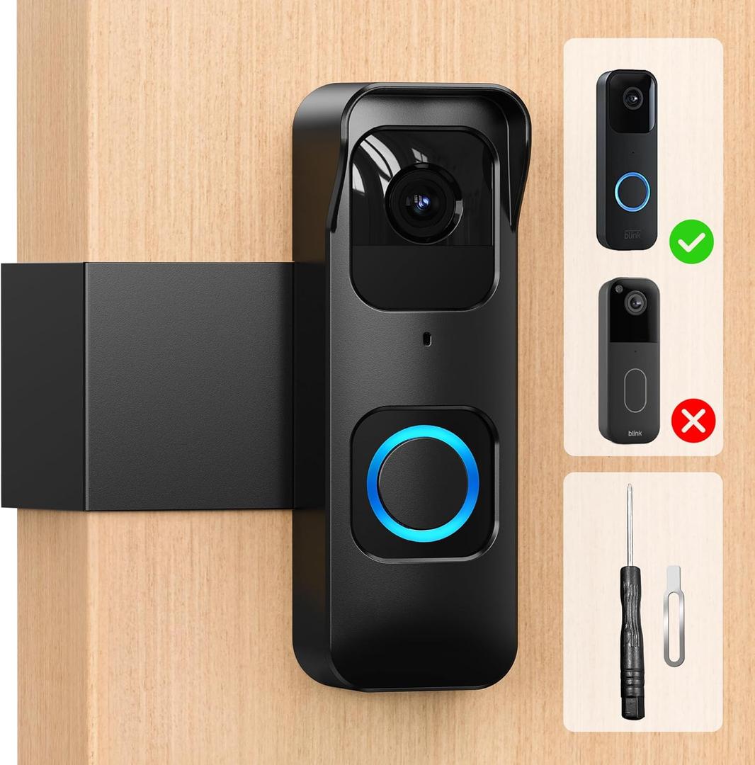 Anti-Theft Blink 1st Gen Doorbell Mount Bracket Wide-Angle(Not for 2025 Newest 2nd Gen Models), Weatherproof with Rain Cover, Renter Friendly,No-Drill Install for Home/Apartment Door, Black