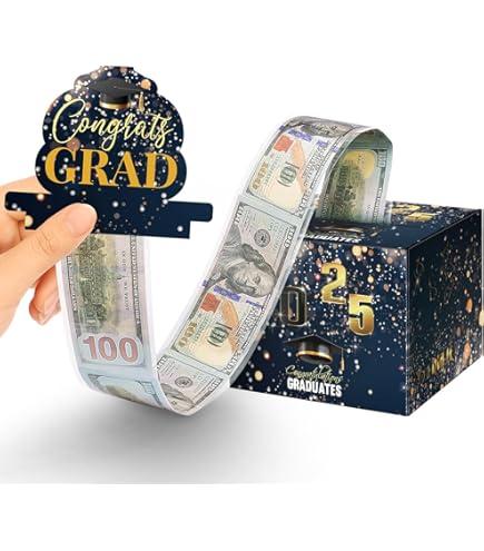 Pack Of 3 Linelglobal 2025 Graduation Box for Cash Gift, Pull Out Money Box for Boy Girl, Congrat Grad Surprise Funny Black Gold