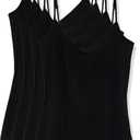 Amazon Essentials Women's Slim-Fit Knit V-Neck Layering Cami , Pack of 4, Black, X-Small