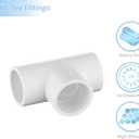 LESSO 12PCS 3/4 Inch Tee PVC Fitting 3 Way Connector, Furniture Grade Corner Fittings for DIY Building Furniture Greenhouse Shed Pipe Fittings Tent Connection (Pack of 12)