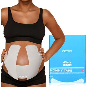 OK TAPE Pregnancy Belly Tape, Hypoallergenic Precut Belly Band Support, Relief Maternity Round Ligament Pain/Back Pain/Belly Pain, Women Pregnancy Must Haves, 3 Sets, Fashion Grey - For 27-40 weeks