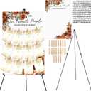 Pinkunn Terracotta Floral Wedding Seating Chart with Easel Display Stand 15.8 x 23.6 Inch Rose Wooden Rustic Seating Chart Board Please Find Your Seat Sign for Baby & Bride Shower Wedding Sign Decor, 47.2 x 66.5 inches