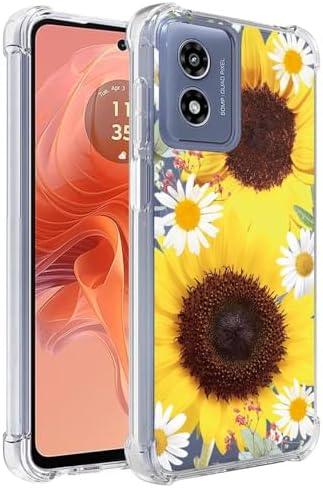 Ueokeird Phone Case for Moto G24 4G & G04 4G, Clear Floral Pattern TPU Protective Cover, Shockproof Cover for Motorola Moto G24 Sunflower