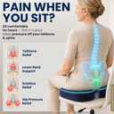 5 STARS UNITED Seat Cushion - Memory Foam Chair Cushion for Tailbone Pain Relief - Ergonomic Support for Coccyx, Sciatica & Butt - Office, Desk & Gaming Chair, Car Seat, Wheelchair, Airplane, Blue, X-Large