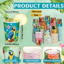Yungyan 100 Pieces 9 oz Luau Paper Cups Disposable Hawaiian Tiki Paper Cups Tropical Aloha Luau Summer Party Decorations for Summer Tiki Beach Swimming Pool Party Supplies (Tropical Bird)