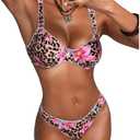SweatyRocks Women's 2 Piece Leopard Floral Print Swimsuit Bathing Suit Textured Pattern Bikini Set, Medium