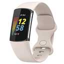 TopPerfekt Bands Compatible with Fitbit Charge 6, Adjustable Soft Silicone Sport Replacement Watch Band Straps Wristbands Bracelet for Charge 6/5 Activity Tracker Women Men (Moon white, Small)