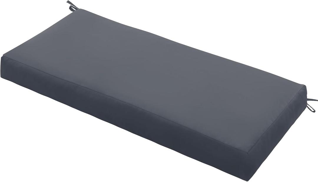 Outdoor Bench Cushion Waterproof 45"x18" Fade-Resistant Patio Furniture Cushion with Ties for Porch Swing, Loveseat, or Indoor Bench Replacement, Dark Grey